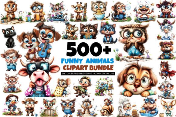 Download 588 Funny Animal Clipart Bundle PNG - Funny animal Collection