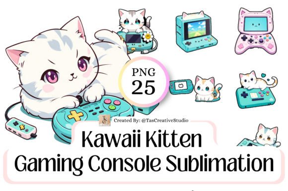 Download Cute Kitten Gaming Console Sticker - Console Collection