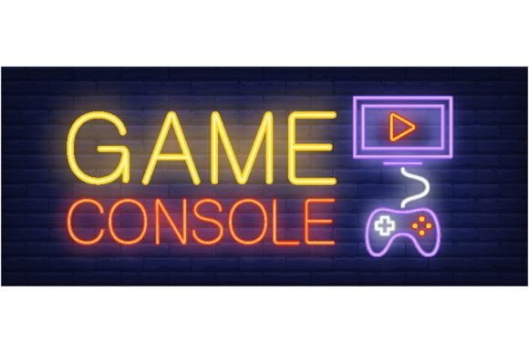 Download Game Console Neon Text with Joystick and - Console Collection
